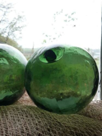 Oude Antiek Vintage Glazen Drijver Visnet Groen Fortex