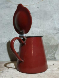 Oud Brocante Emaille Kannetje Stroopkan Marron Bruin