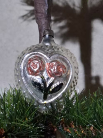 Oude Antiek Vintage Kerstbal 10019 Hart Rozen