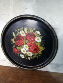 Oud Brocante Vintage Roemeens Dienblad met Rozen