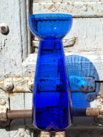 Oud Antiek Hyacintglas Bloembollenglas Kobalt Blauw