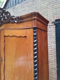 Oude Antieke Biedermeier Kabinet Kast Kuifkast