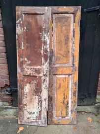 Oude Brocante Set Sobere Luiken Patina Hardhout Oker
