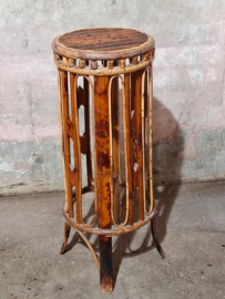 Oude Vintage Bijzettafel Plantentafel Piedestal Bamboe