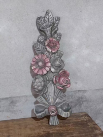 Oud Brocante Gipsen Ornament met Bloemen