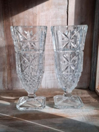 Oude Vintage Kristallen Vaasjes set van 2
