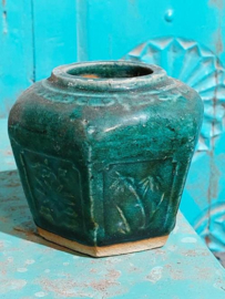 Oude Antiek Shiwan Gemberpot Turquoise Groen