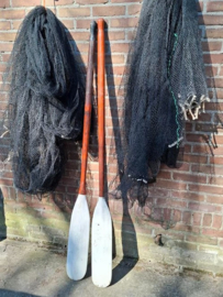 Oude Vintage Set Houten Peddels Roeispanen