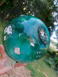 Oude Antiek Vintage Japanse Glazen Visnet Drijver XL