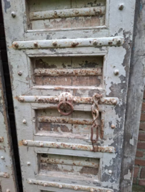 Oude Antieke Indiase Set Dubbele Deuren Poort Taupe