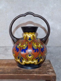 Oude Antieke Gouda Holland Plateel Vaas Boogvaas Kurba Plazuid