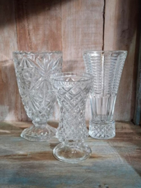 Oude Vintage Kristallen Vaasjes set van 3