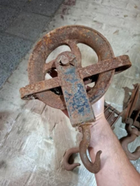 Oude Antiek Metalen Katrol Hijsblok