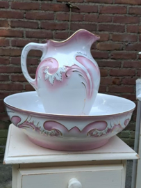 Oude Antieke Lampet Set Boch Belgie Roze