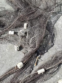 Oud Vintage Katoenen Fuik met Houten Hoepels en Drijvers