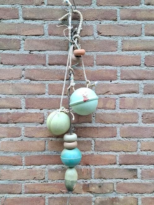 Oude Vintage Visnet Drijvers aan Touw