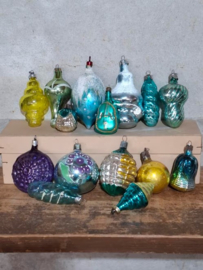 Oude Vintage Kerstballen Oostblok 111387 Assorti