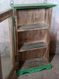 Oude Vintage Wandkastje Hangkastje Vitrine Kastje Ibiza Groen