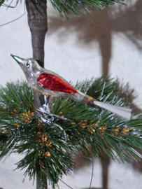 Oude Antiek Vintage Kerstbal 10398 Vogel op Clip