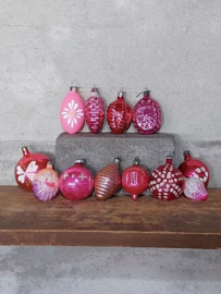 Oude Vintage Kerstballen 110590 Set Roze