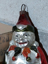 Oude Antieke Kerstbal 6515 Pierrot Clown XL