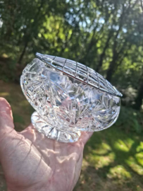 Oude Vintage Engelse Pique Fleur Flowerbowl Bloemensteker Kristal