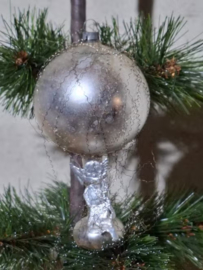 Oude Antieke Kerstbal 10014 Luchtballon Engel Tinsel Dresden Paper