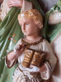 Oude Antiek Beeld Heilige Familie Maria Jezus Jozef