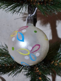 Oude Antiek Vintage Kerstbal A100 Creme