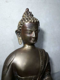 Oude Vintage Bronzen Boeddha Boeddhisme Bhumisparsha