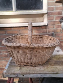 Oude Vintage Roemeense Rieten Mand Plukmand