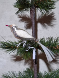 Oude Antiek Vintage Kerstbal 8904B Vogel op Clip