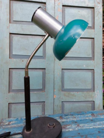 Oude Vintage Industriele Lamp Bureaulamp Turquoise