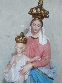 Oude Antiek Maria des Victoires Beeld Mariabeeld Roze Blauw