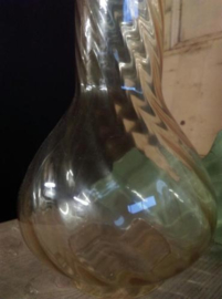 Oud Brocante Antiek Gedraaid Oker Lampglas Windlicht