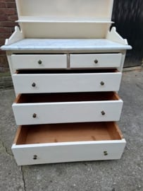 Oude Antiek Brocante Commode Kast Keukenkast Marmer