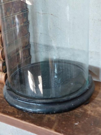Oude Antiek Brocante Stolp Globe met Houten Onderbord