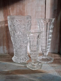 Oude Vintage Kristallen Vaasjes set van 3