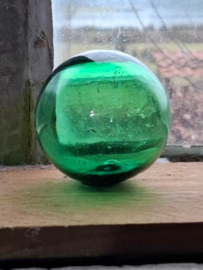 Oude Antiek Vintage Glazen Drijver Visnet Petrol Groen