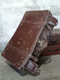 Oude Antiek Vintage Lederen Leder Koffer
