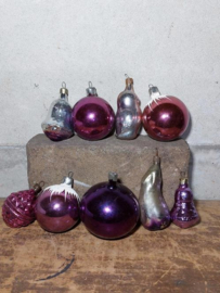 Oude Vintage Kerstballen 9322 Set Paars Lila