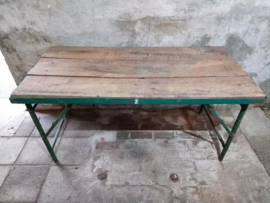 Oude Vintage Metalen Tafel Markttafel Sidetable Groen