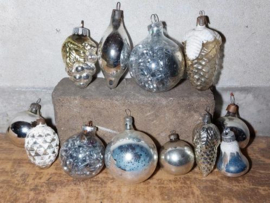 Oude Vintage Kerstballen 9321 Set Zilver