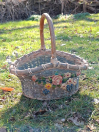 Oude Brocante Rieten Mand Bloemen