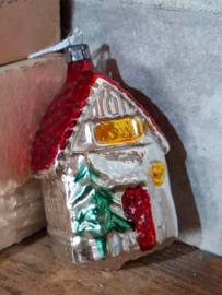 Oude Antiek Vintage Kerstbal 8315 Huisje Kerstboom