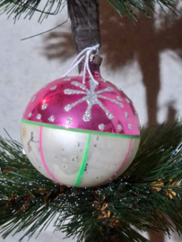 Oude Antiek Vintage Kerstbal A101 Roze