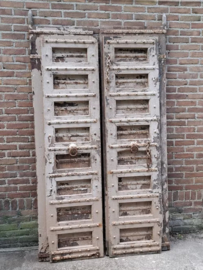 Oude Antieke Indiase Set Dubbele Deuren Poort Taupe