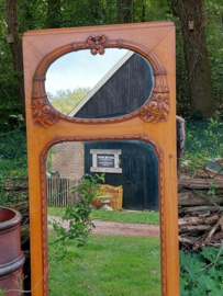 Oude Antiek Spiegel Passpiegel Eikenhout met Strik
