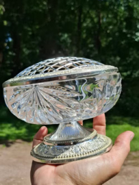 Oude Brocante Engelse Pique Fleur Flowerbowl Bloemensteker Kristal