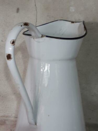 Oude Brocante Emaille Kan Waterkan Lampetkan Wit